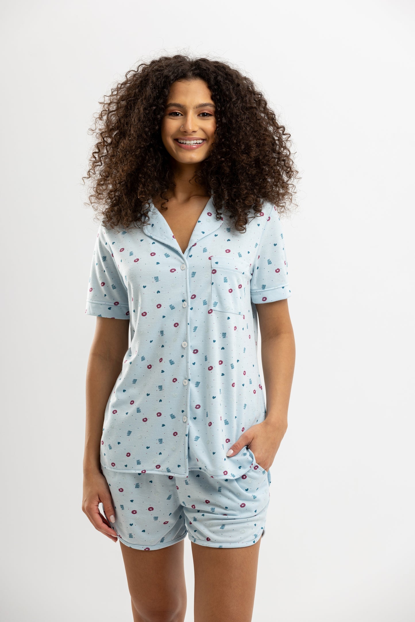 Night Donuts Summer Full Pyjama 2 Pcs Blue