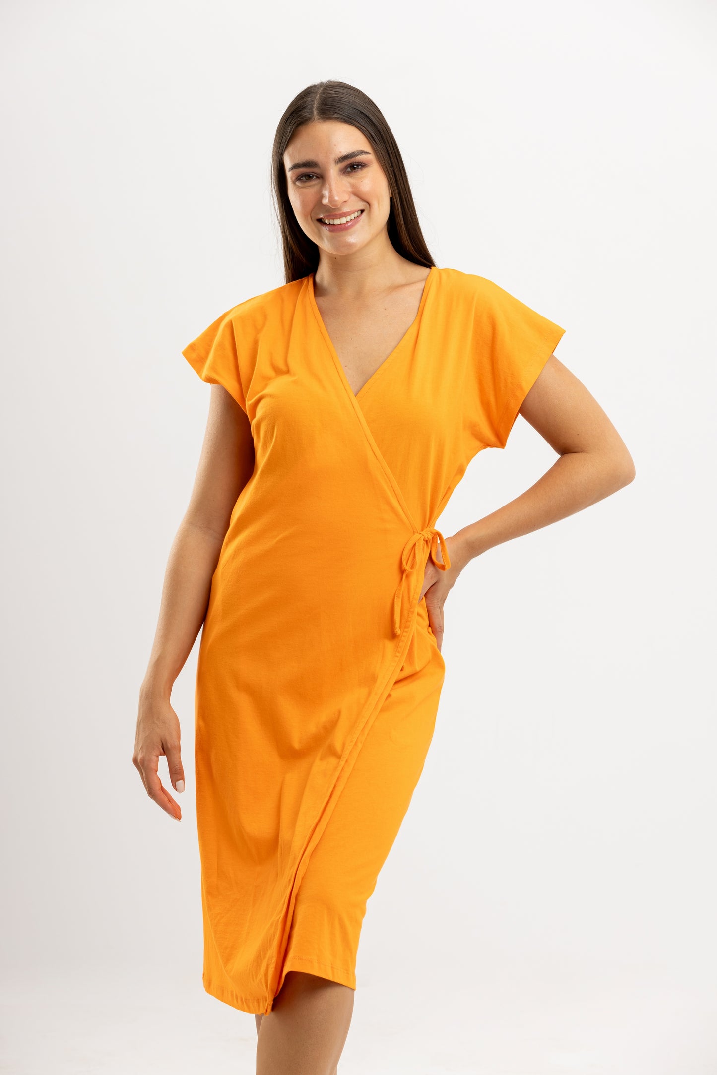 Plain Summer Tie Nightshirt Orange