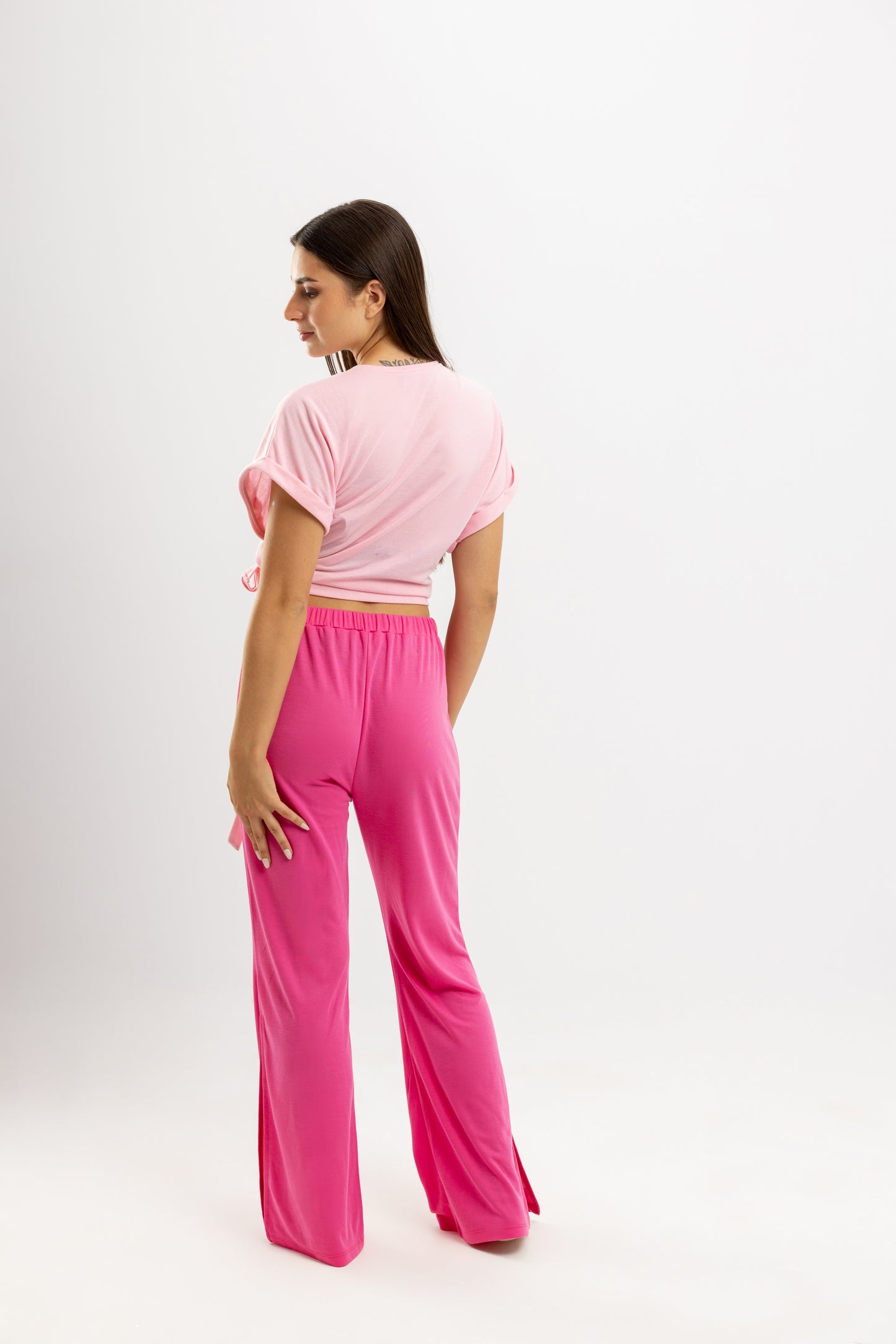 Summer V Neck Full Pyjama Pink