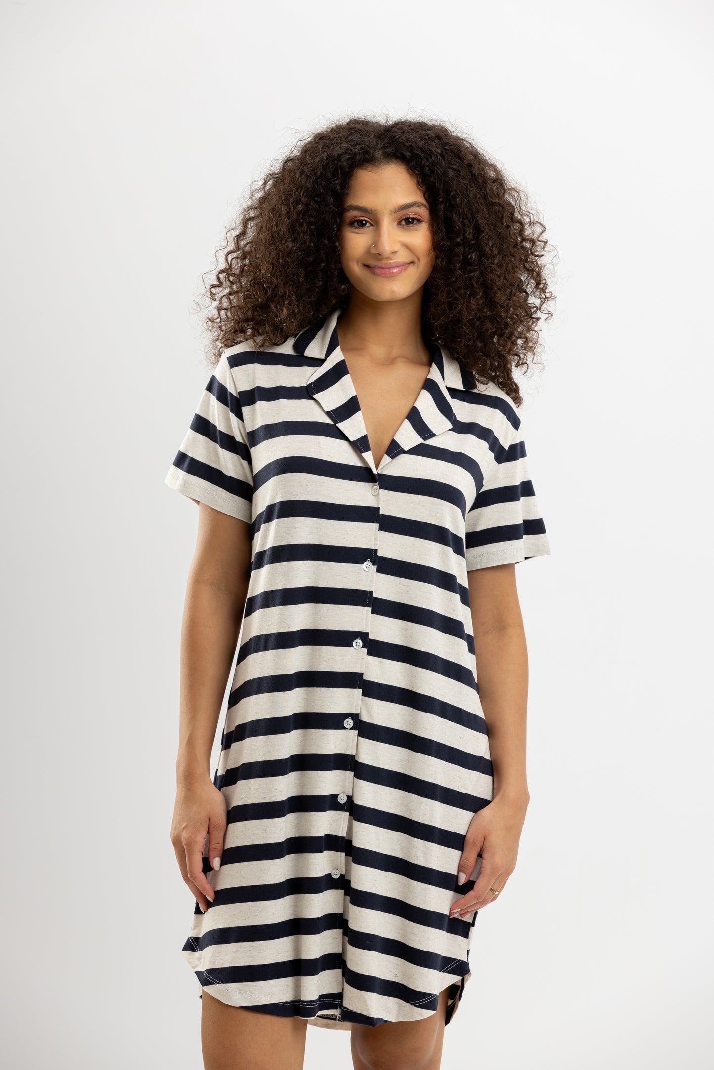 Nave Stripe Summer Nightshirt White