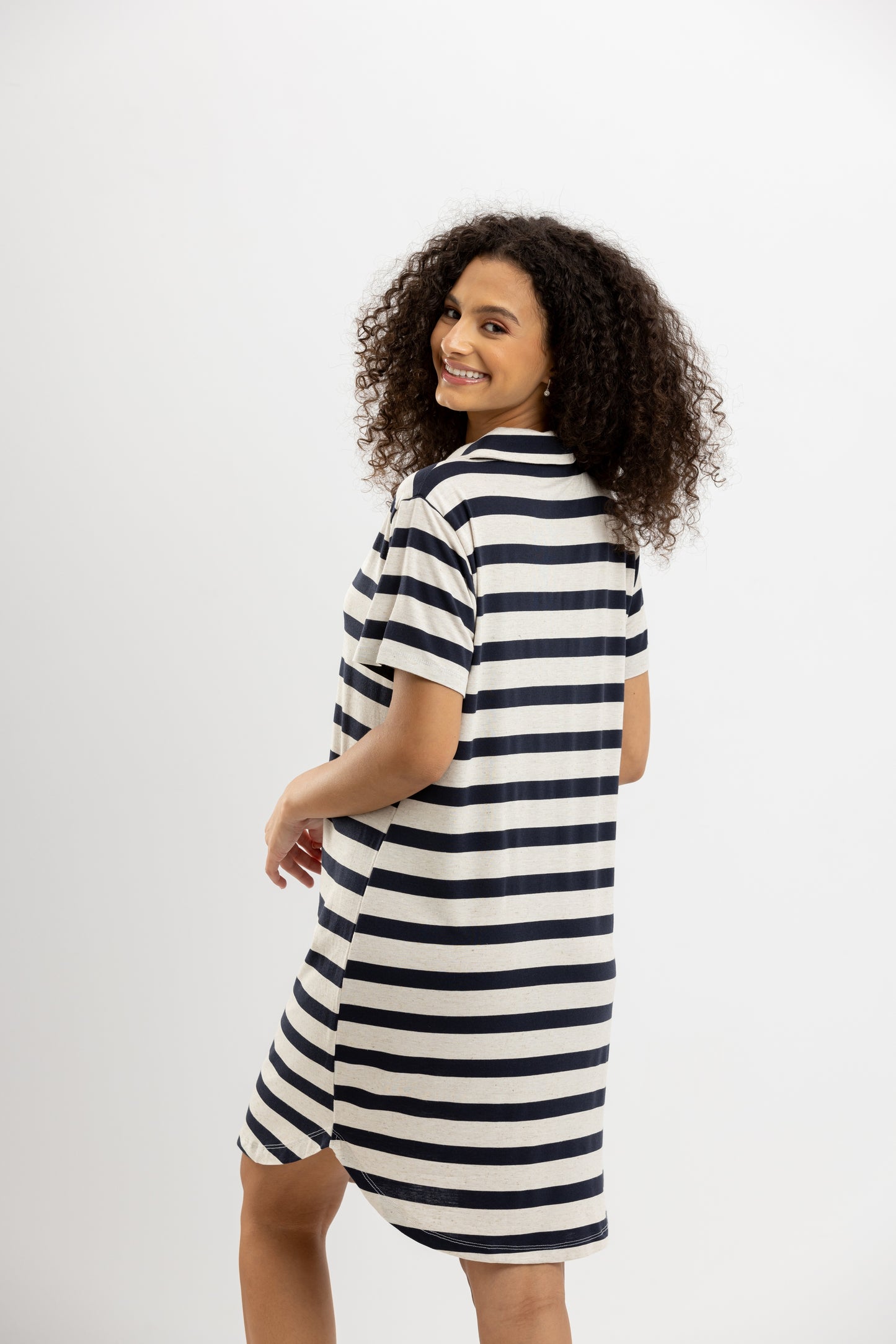 Nave Stripe Summer Nightshirt White