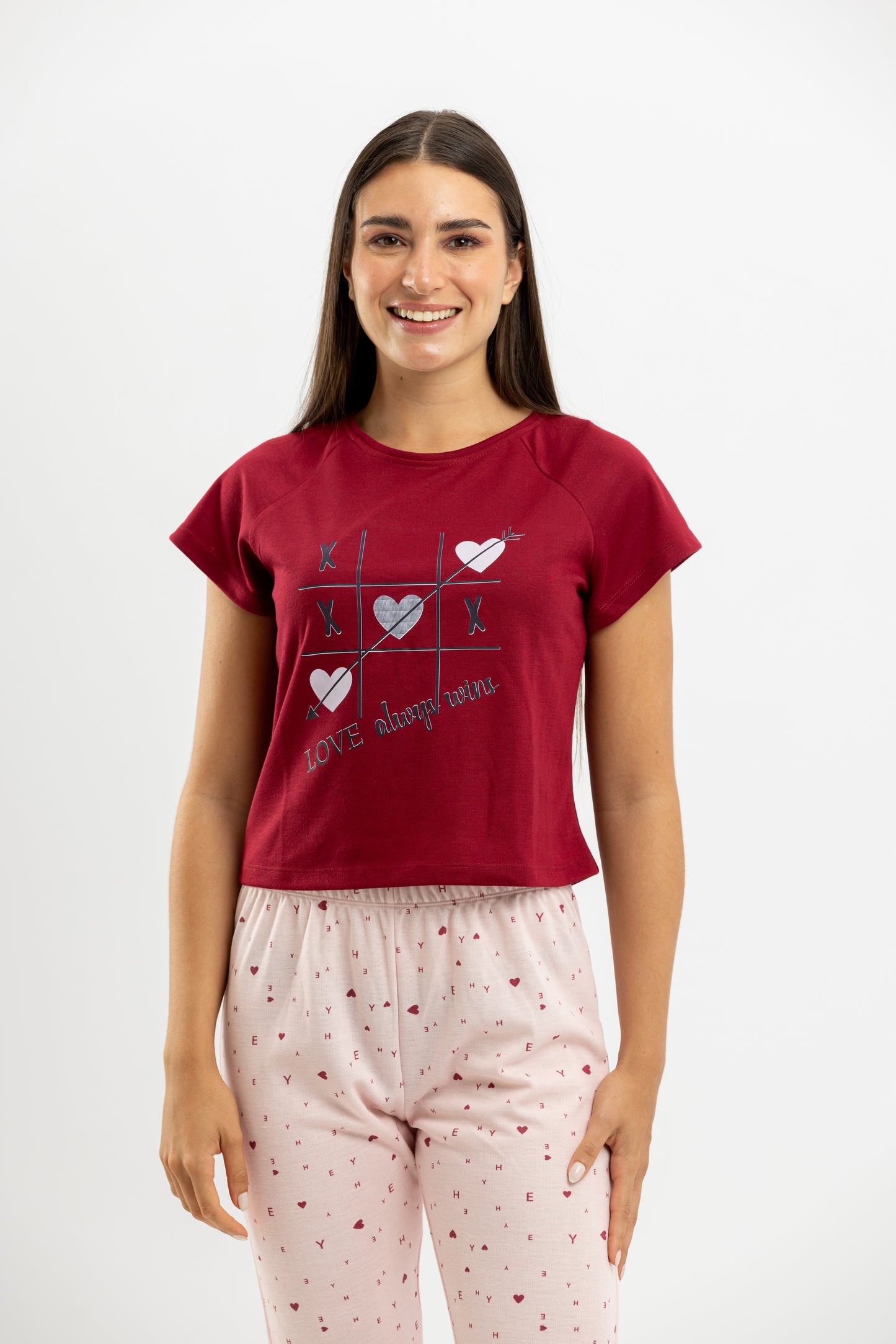 Heart Summer Full Pyjama Red