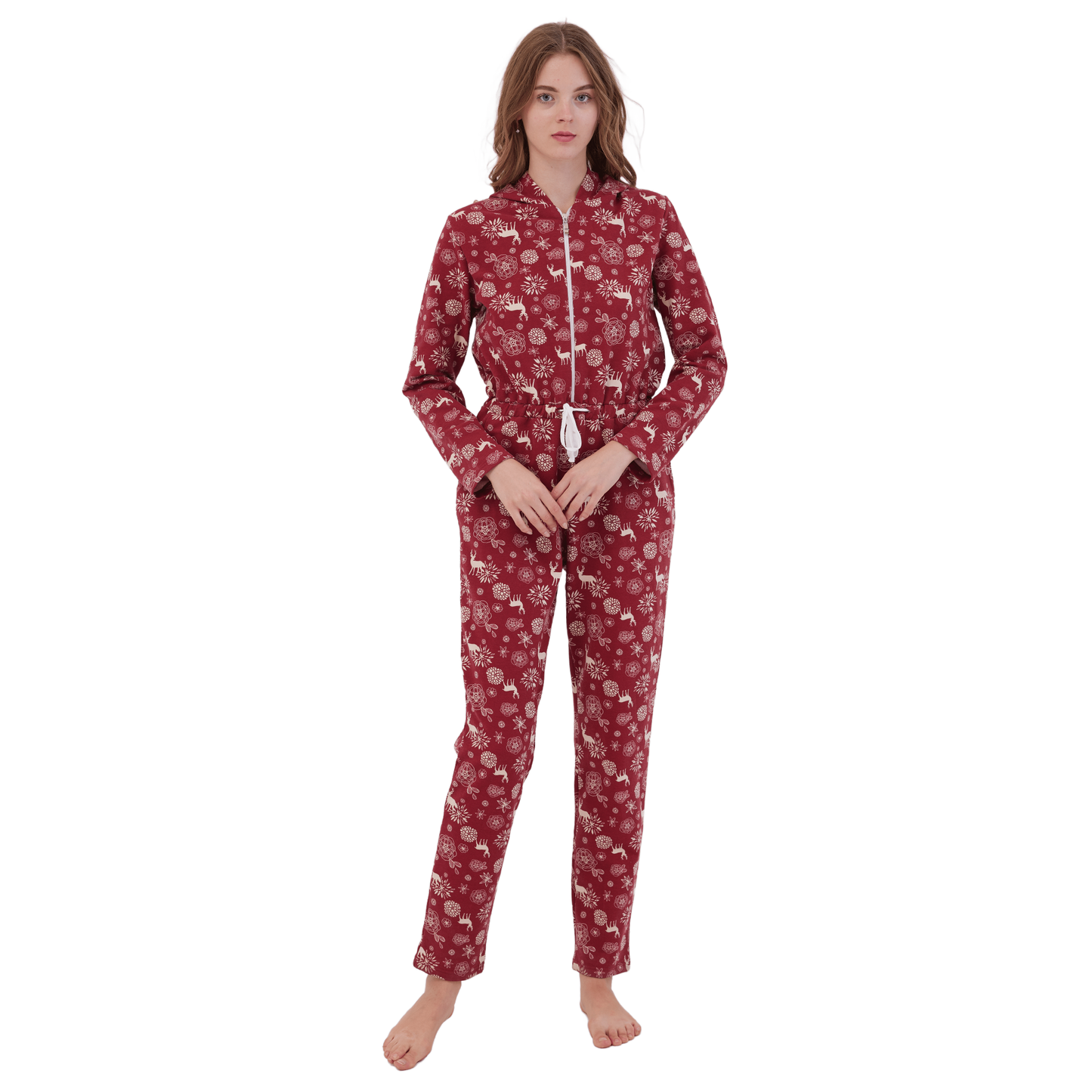 Floral X-Mas Winter Jumpsuit Red