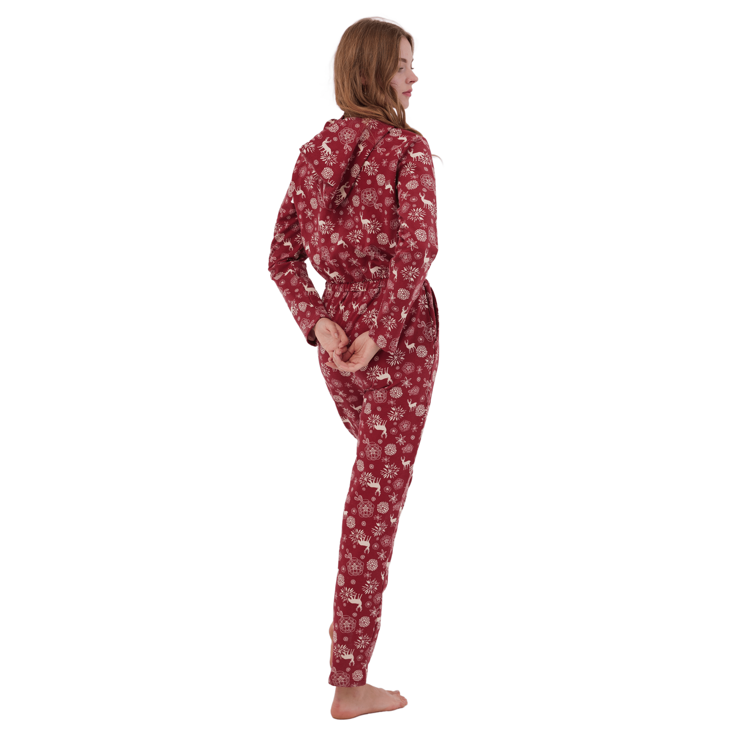 Floral X-Mas Winter Jumpsuit Red