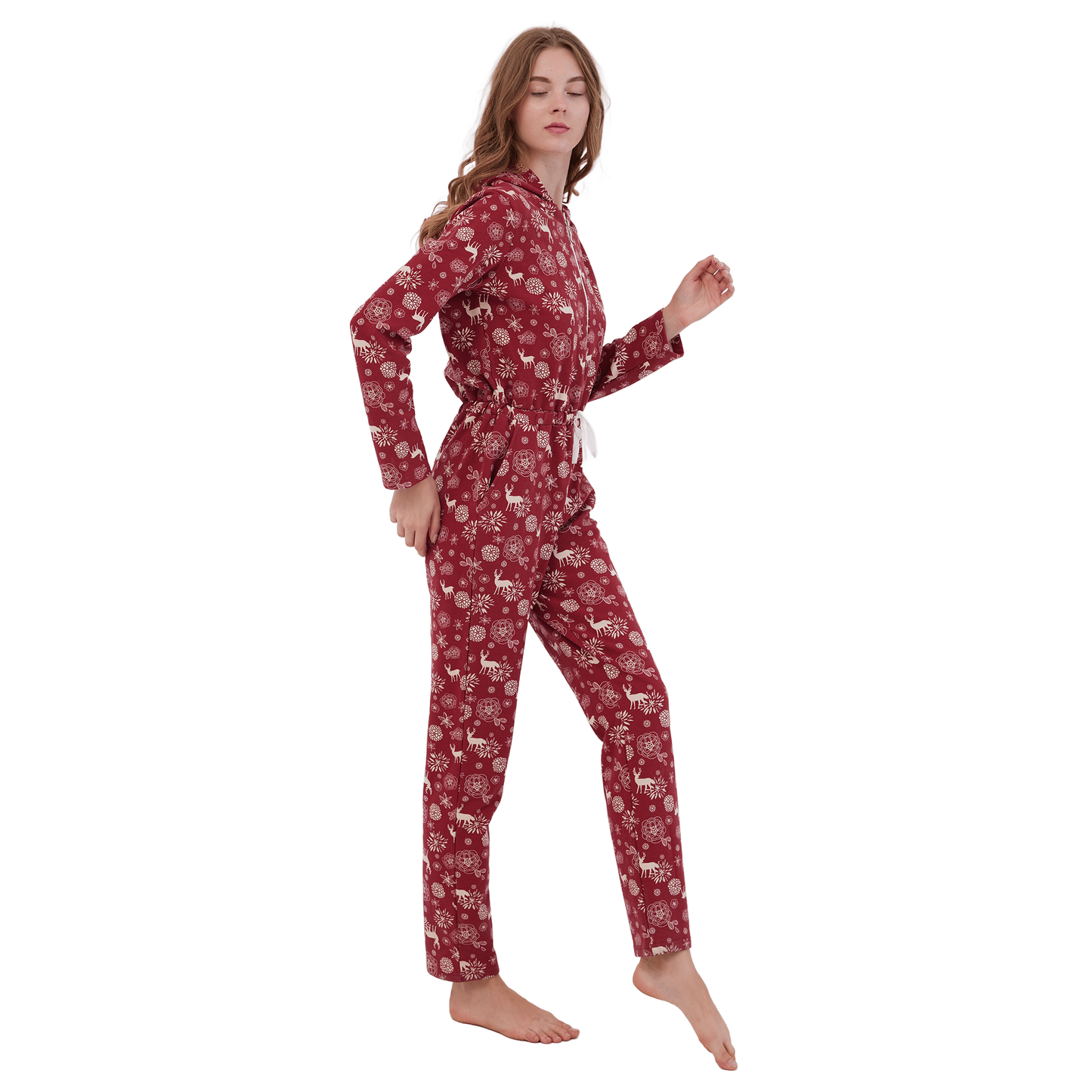 Floral X-Mas Winter Jumpsuit Red