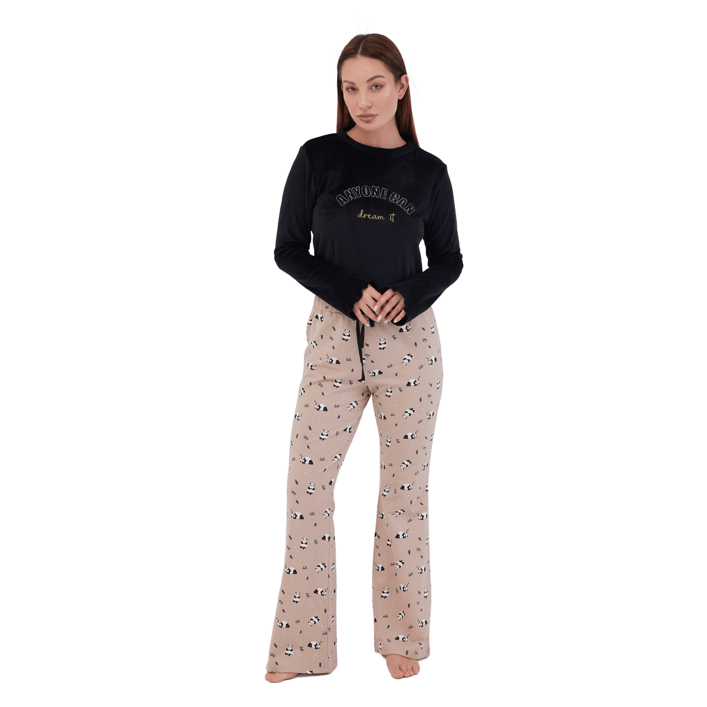 Panda Winter Full Pyjama Black