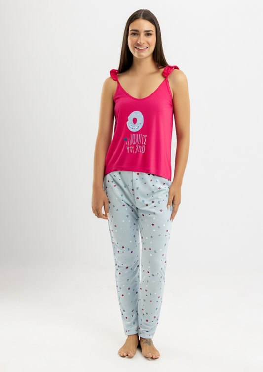 Night donuts Summer Full Pyjama Fuchsia